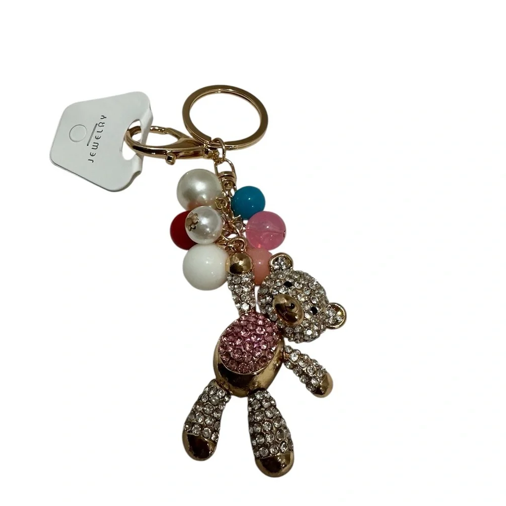 Colorful Teddy Bear Keychain NWT